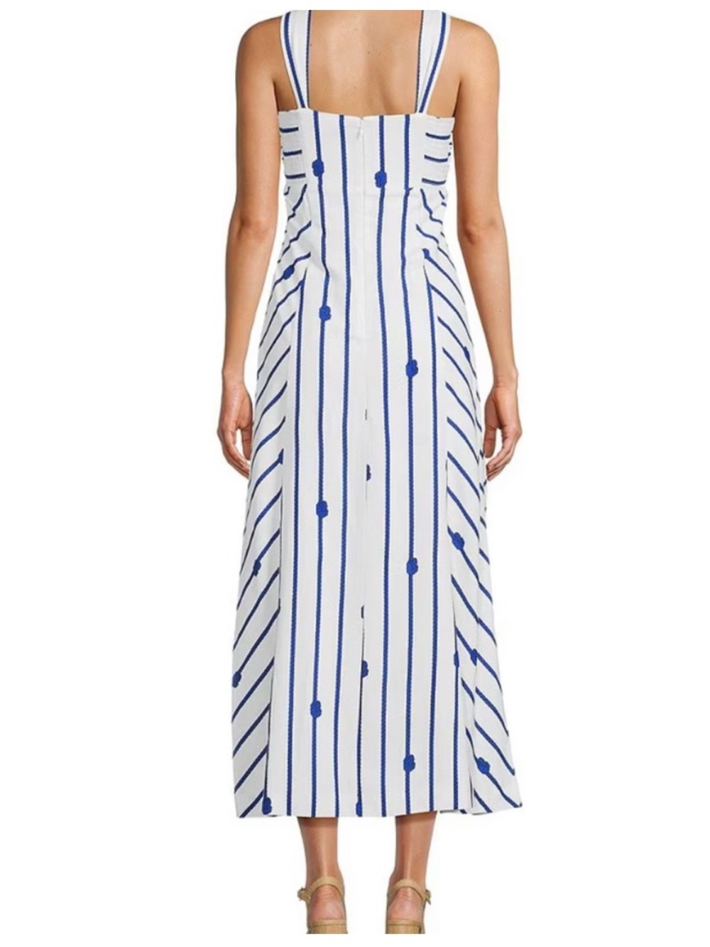 NWT ANTONIO MELANI White Dress with Blue Rope-Stripe and Front Knot XS - Picture 2 of 10